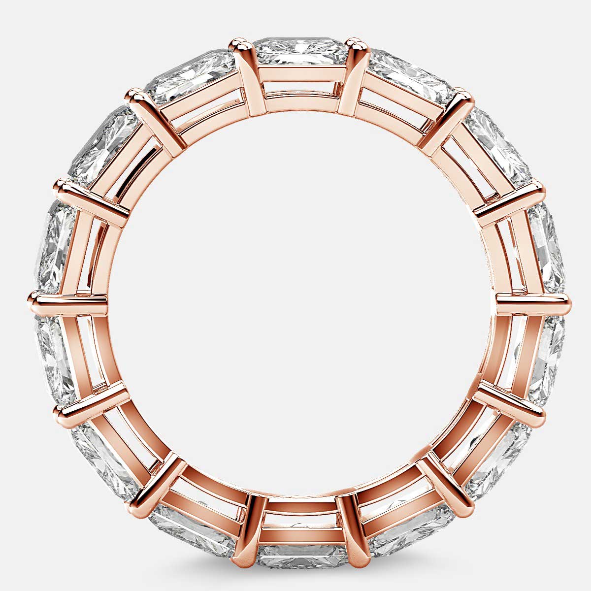 Open Gallery Eternity Ring with Radiant Diamonds in 18k Rose Gold