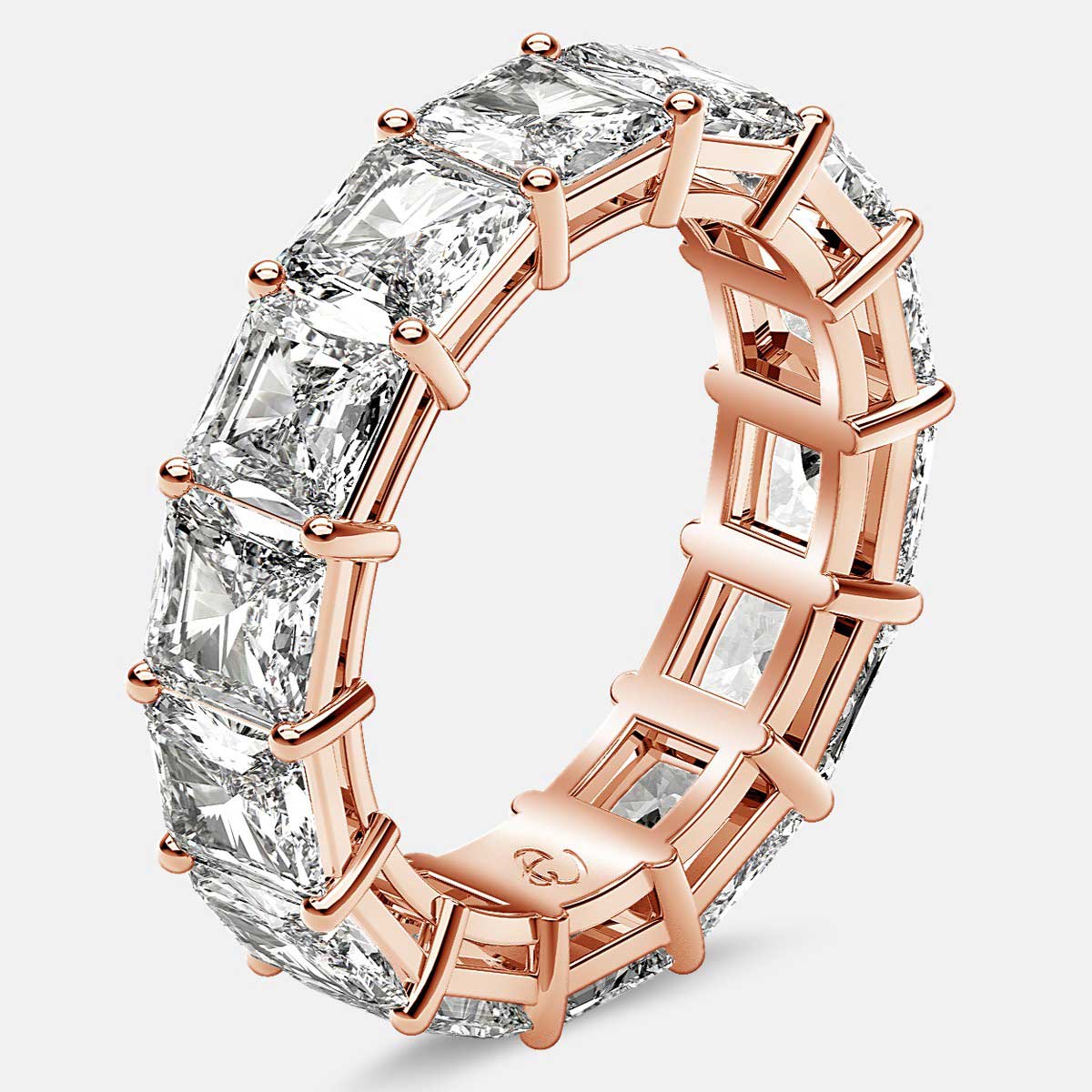 Open Gallery Eternity Ring with Radiant Diamonds in 18k Rose Gold