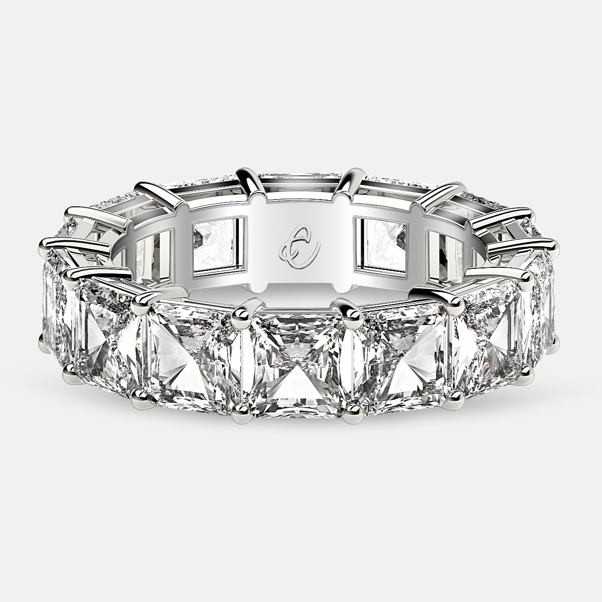 Open Gallery Eternity Ring with Radiant Diamonds in 18k White Gold