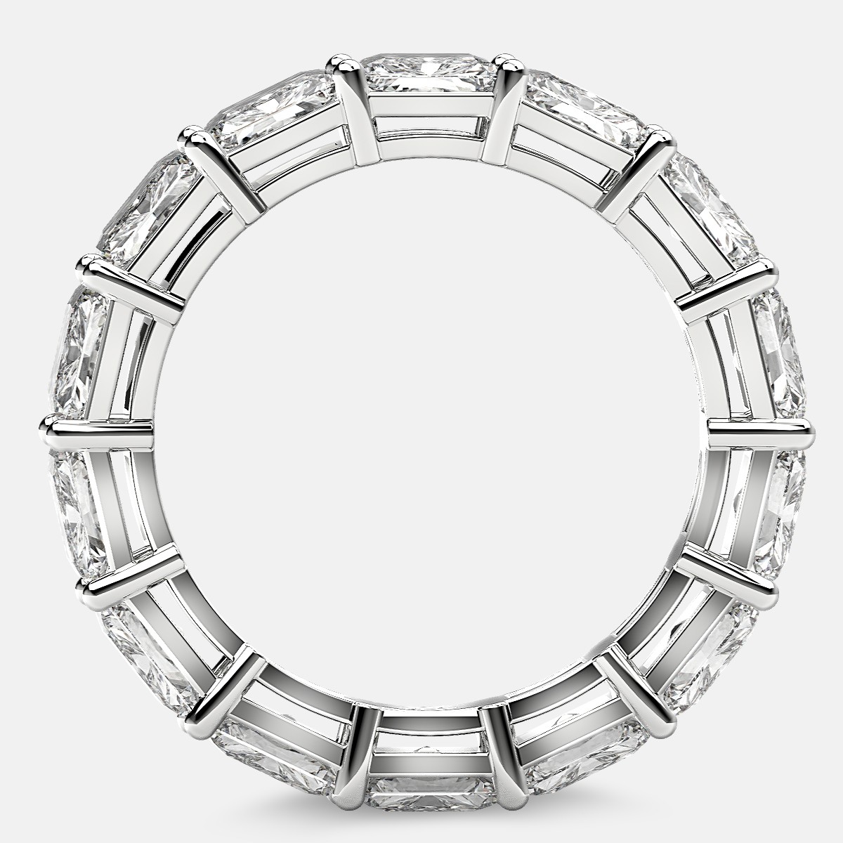 Open Gallery Eternity Ring with Radiant Diamonds in 18k White Gold