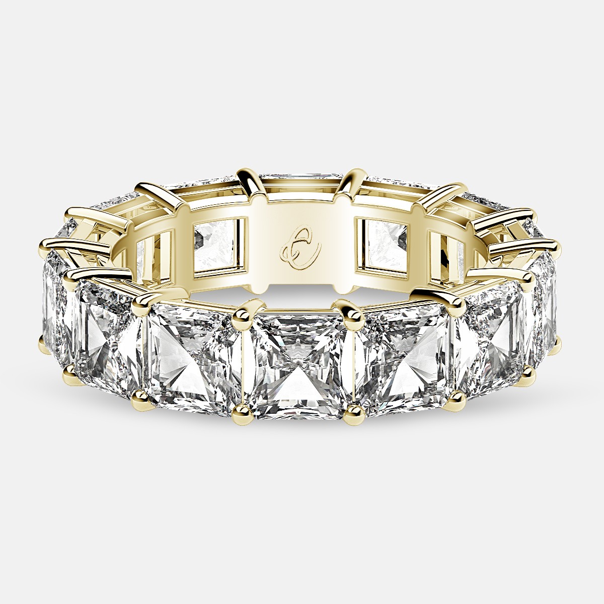 Open Gallery Eternity Ring with Radiant Diamonds in 18k Yellow Gold