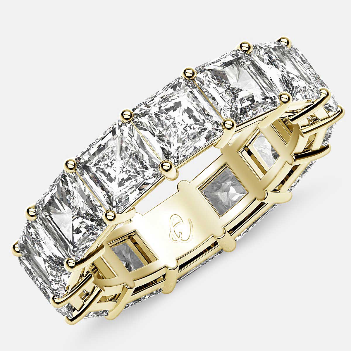 Open Gallery Eternity Ring with Radiant Diamonds in 18k Yellow Gold