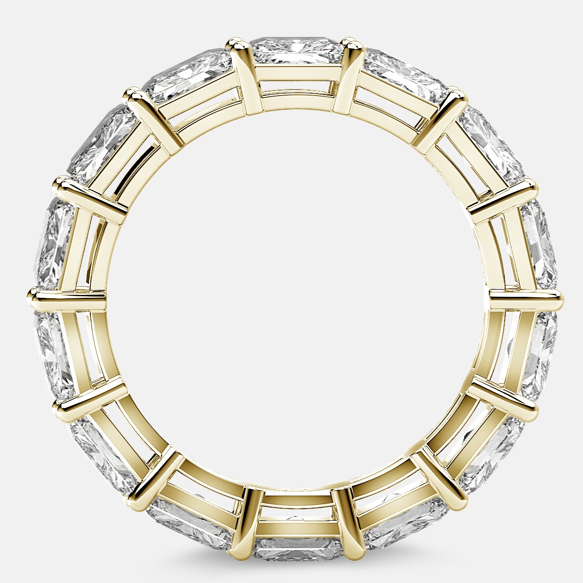 Open Gallery Eternity Ring with Radiant Diamonds in 18k Yellow Gold