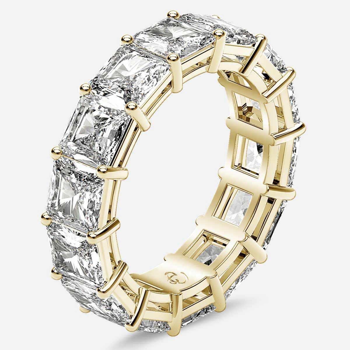 Open Gallery Eternity Ring with Radiant Diamonds in 18k Yellow Gold