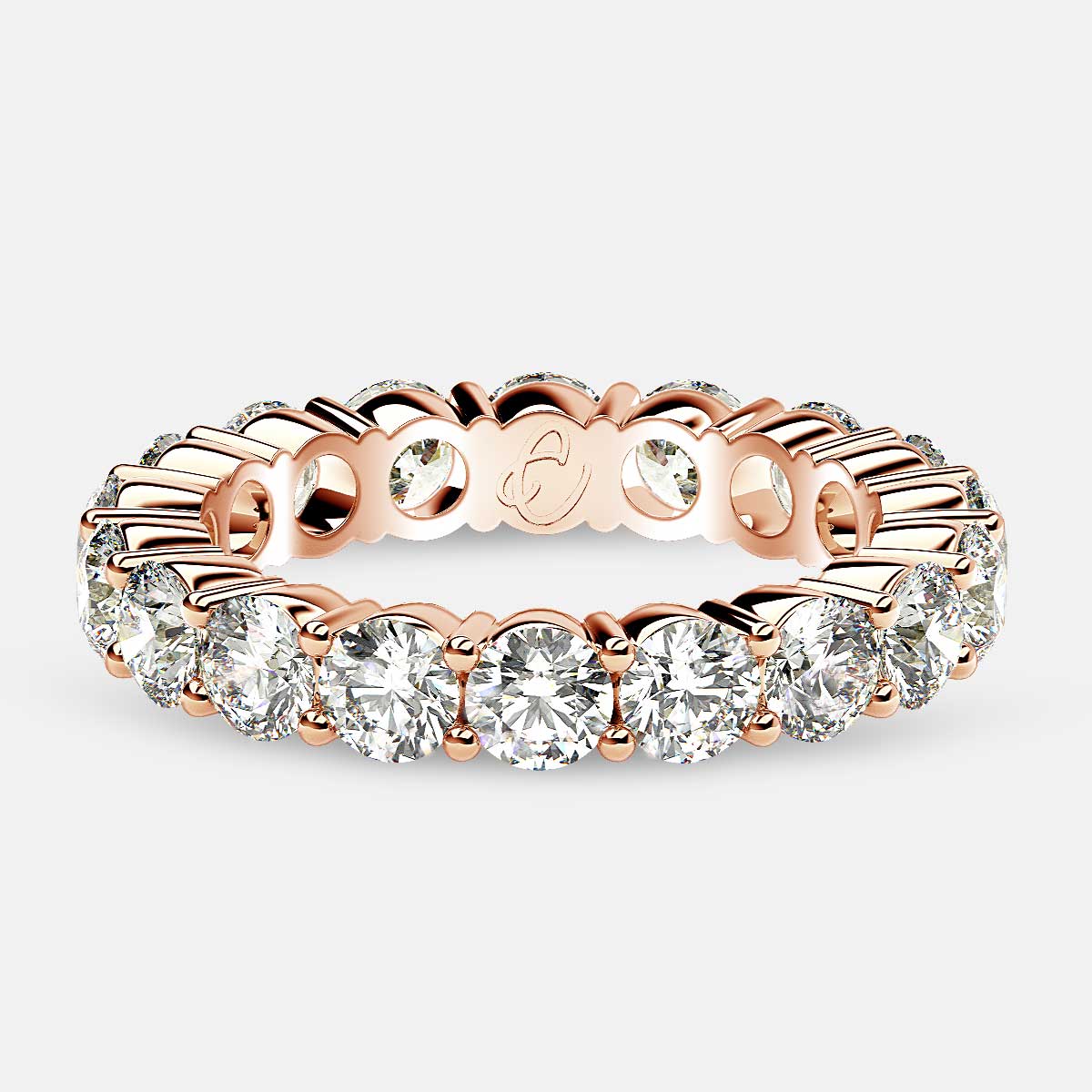 Eternity Ring with Prong Set Round Diamonds in 18k Rose Gold