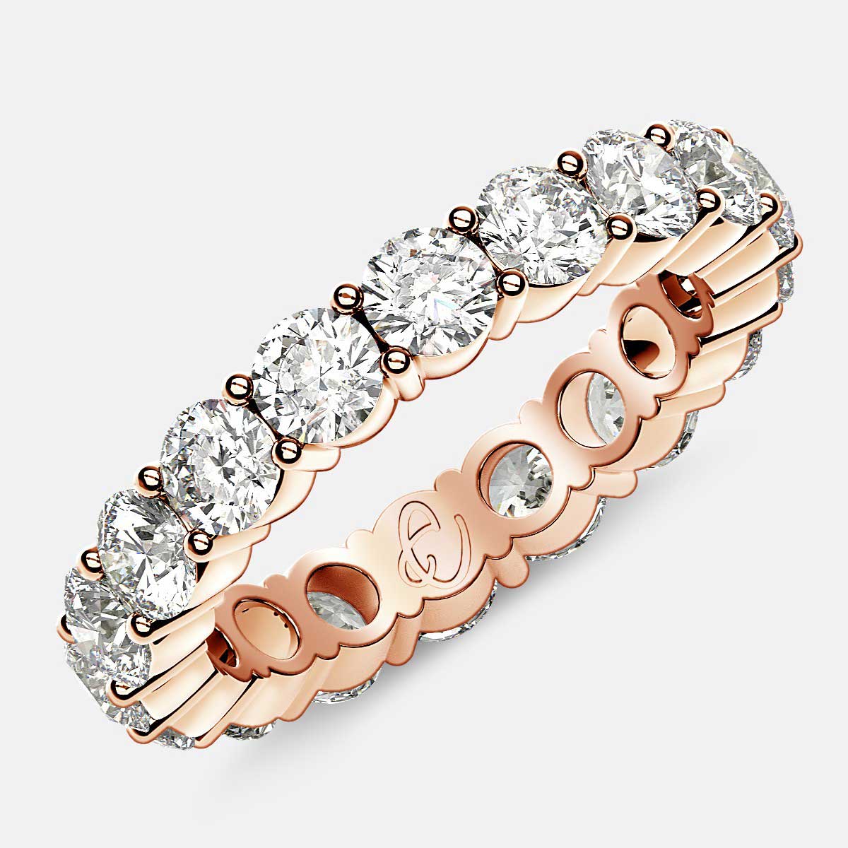 Eternity Ring with Prong Set Round Diamonds in 18k Rose Gold