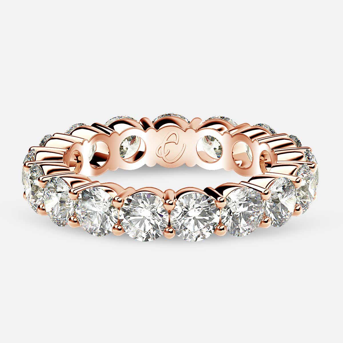 Eternity Ring with Prong Set Round Diamonds in 18k Rose Gold