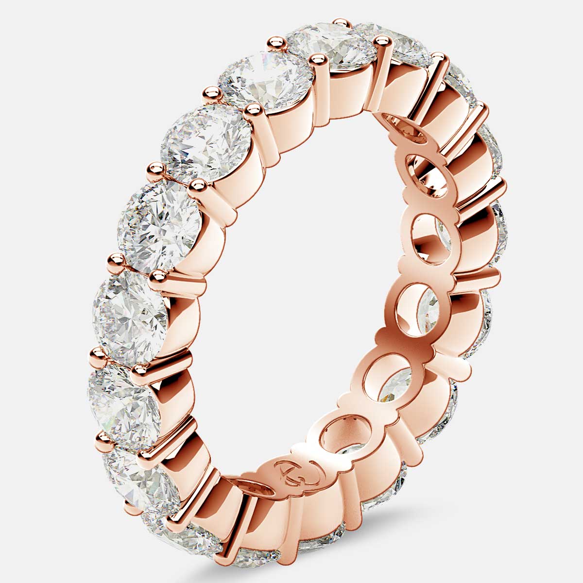 Eternity Ring with Prong Set Round Diamonds in 18k Rose Gold