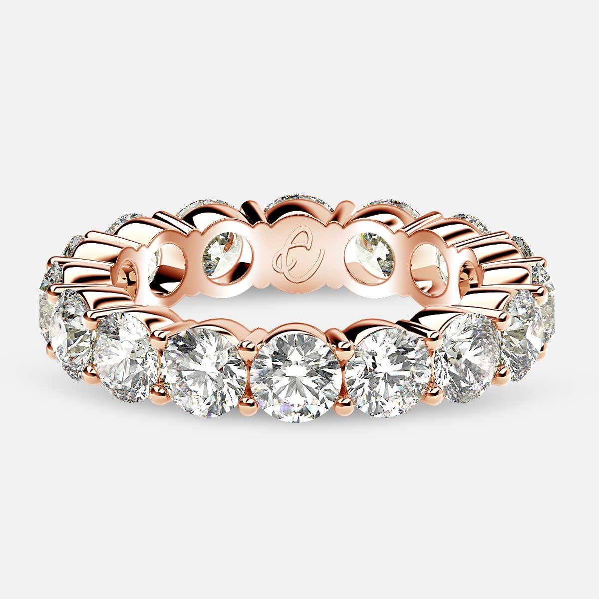 Eternity Ring with Prong Set Round Diamonds in 18k Rose Gold