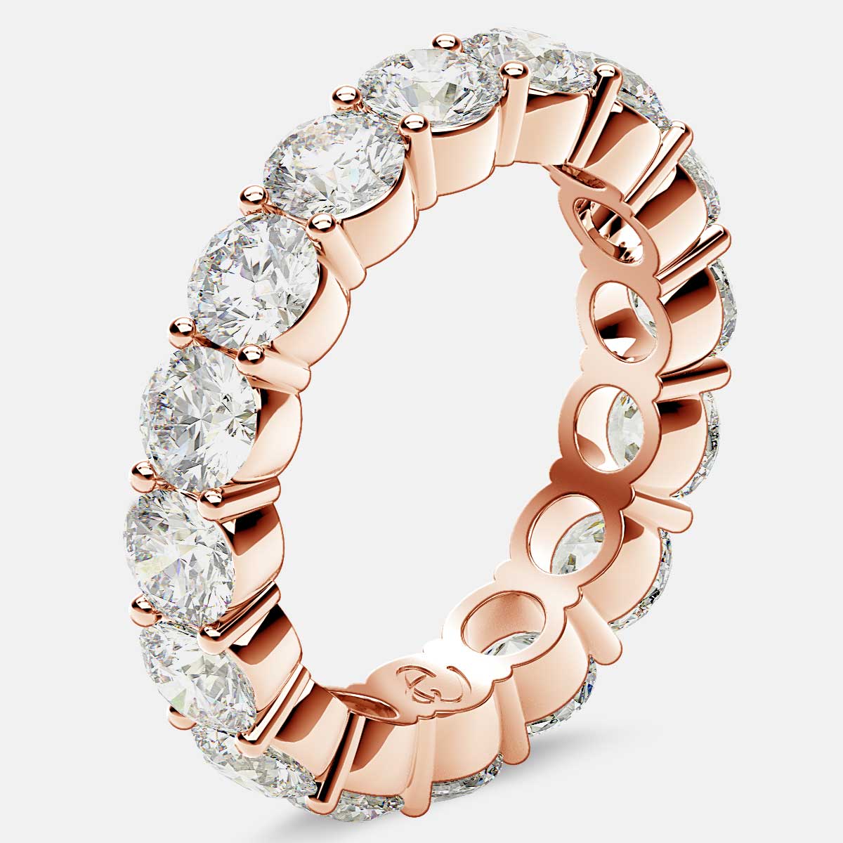 Eternity Ring with Prong Set Round Diamonds in 18k Rose Gold