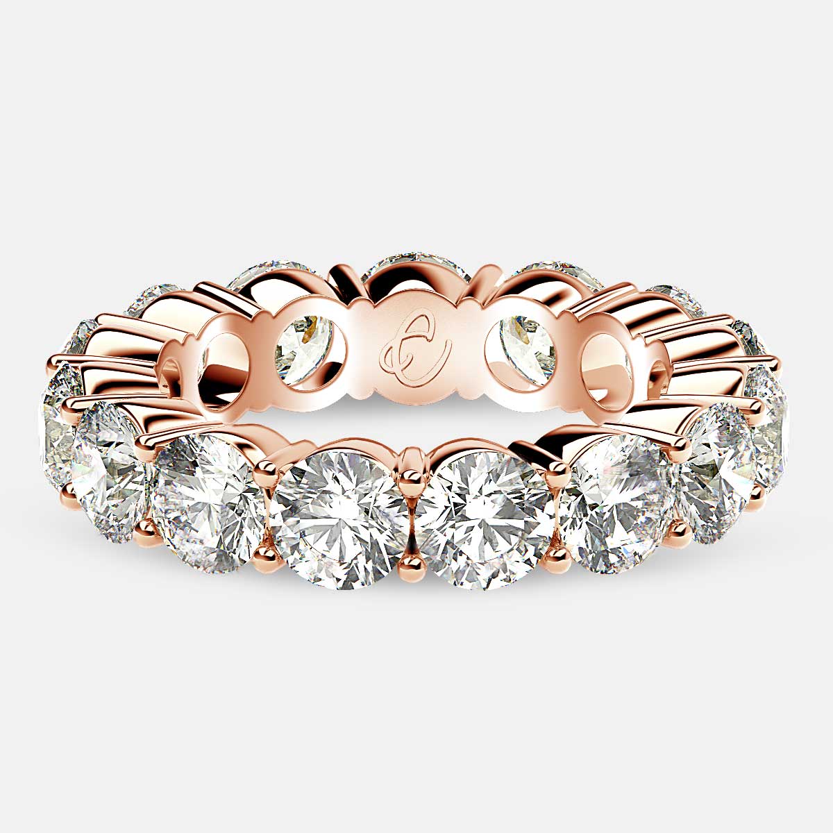 Eternity Ring with Prong Set Round Diamonds in 18k Rose Gold