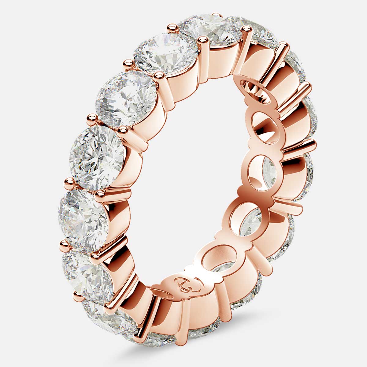 Eternity Ring with Prong Set Round Diamonds in 18k Rose Gold