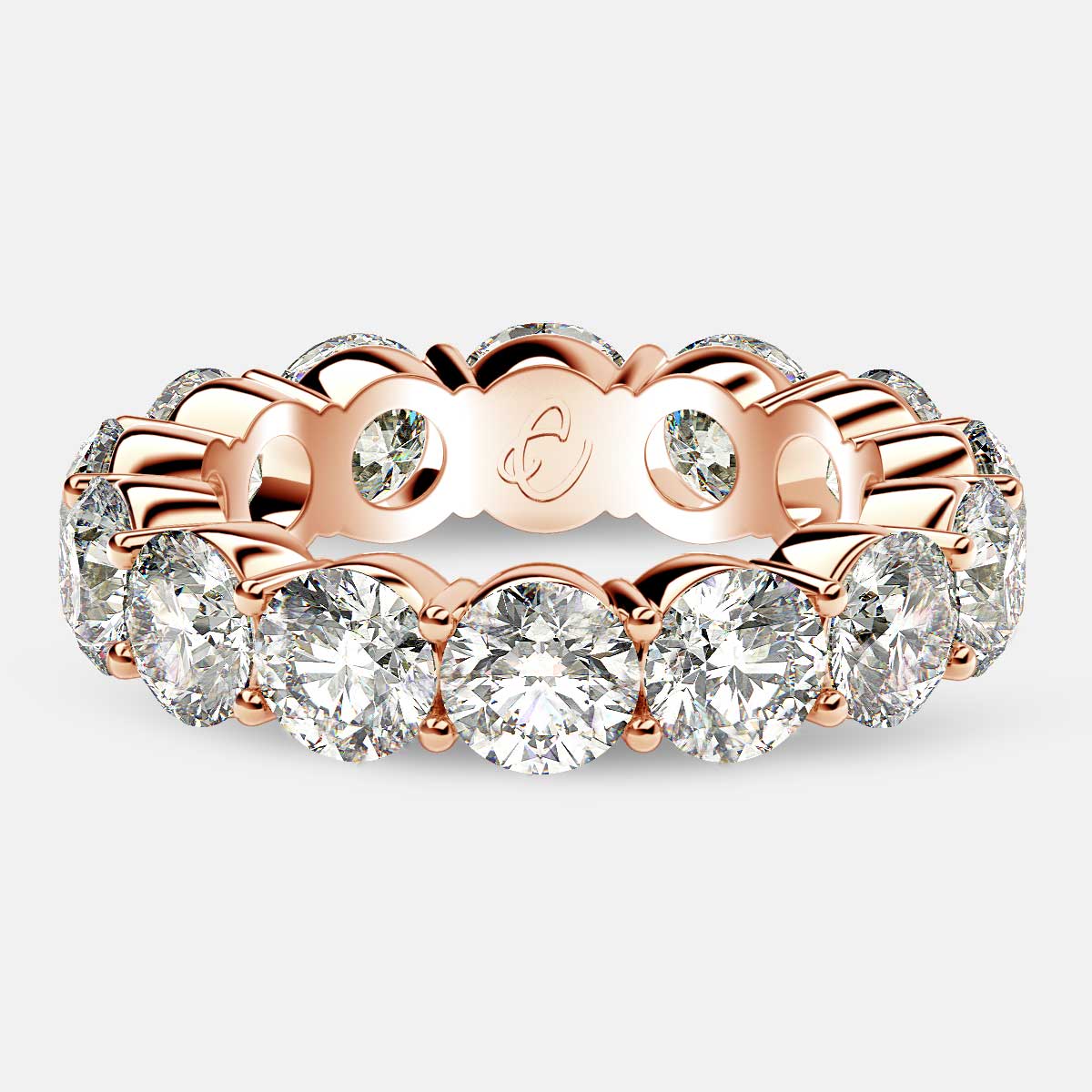 Eternity Ring with Prong Set Round Diamonds in 18k Rose Gold