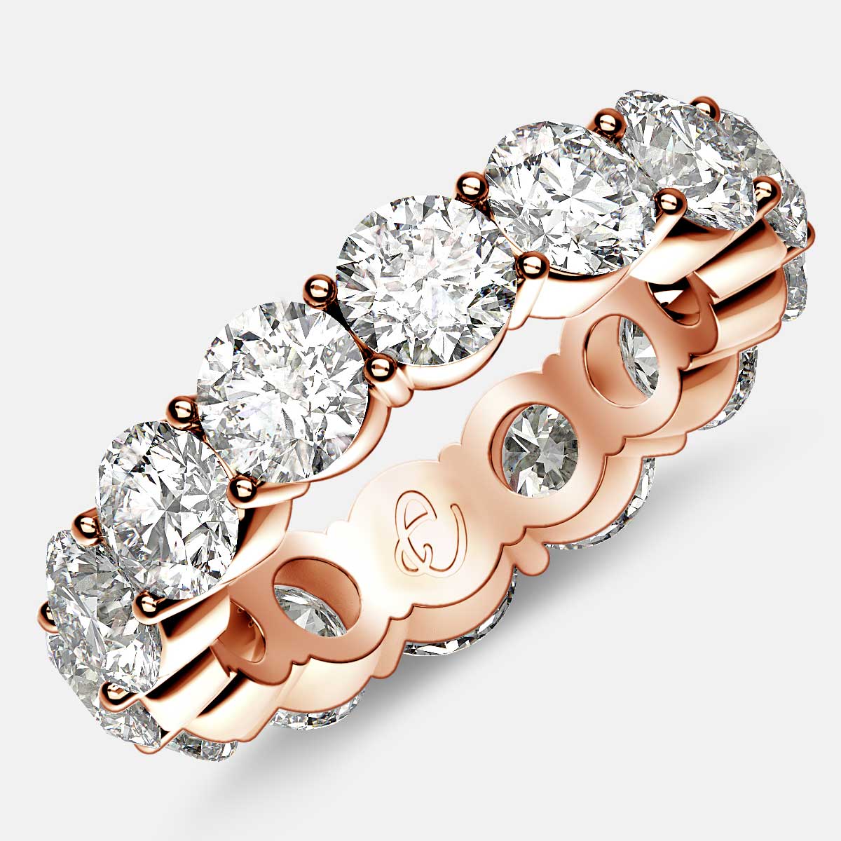 Eternity Ring with Prong Set Round Diamonds in 18k Rose Gold