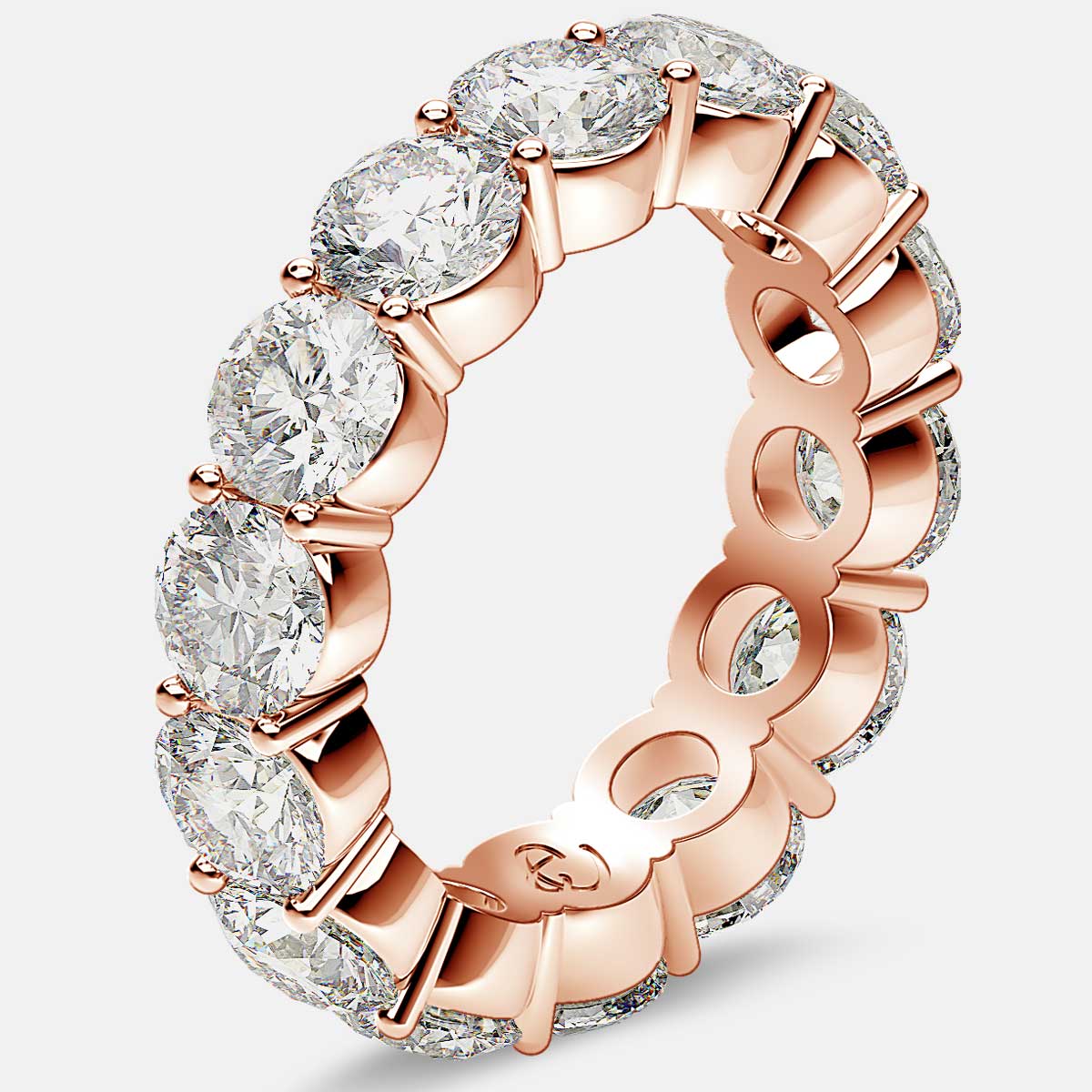 Eternity Ring with Prong Set Round Diamonds in 18k Rose Gold