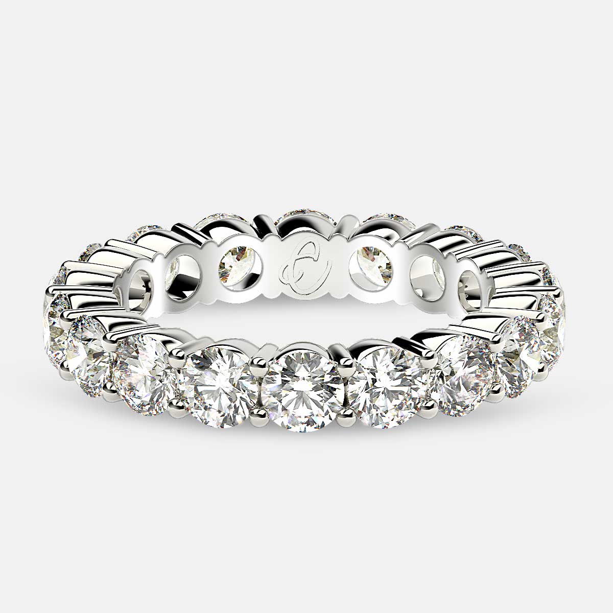 Eternity Ring with Prong Set Round Diamonds in 18k White Gold