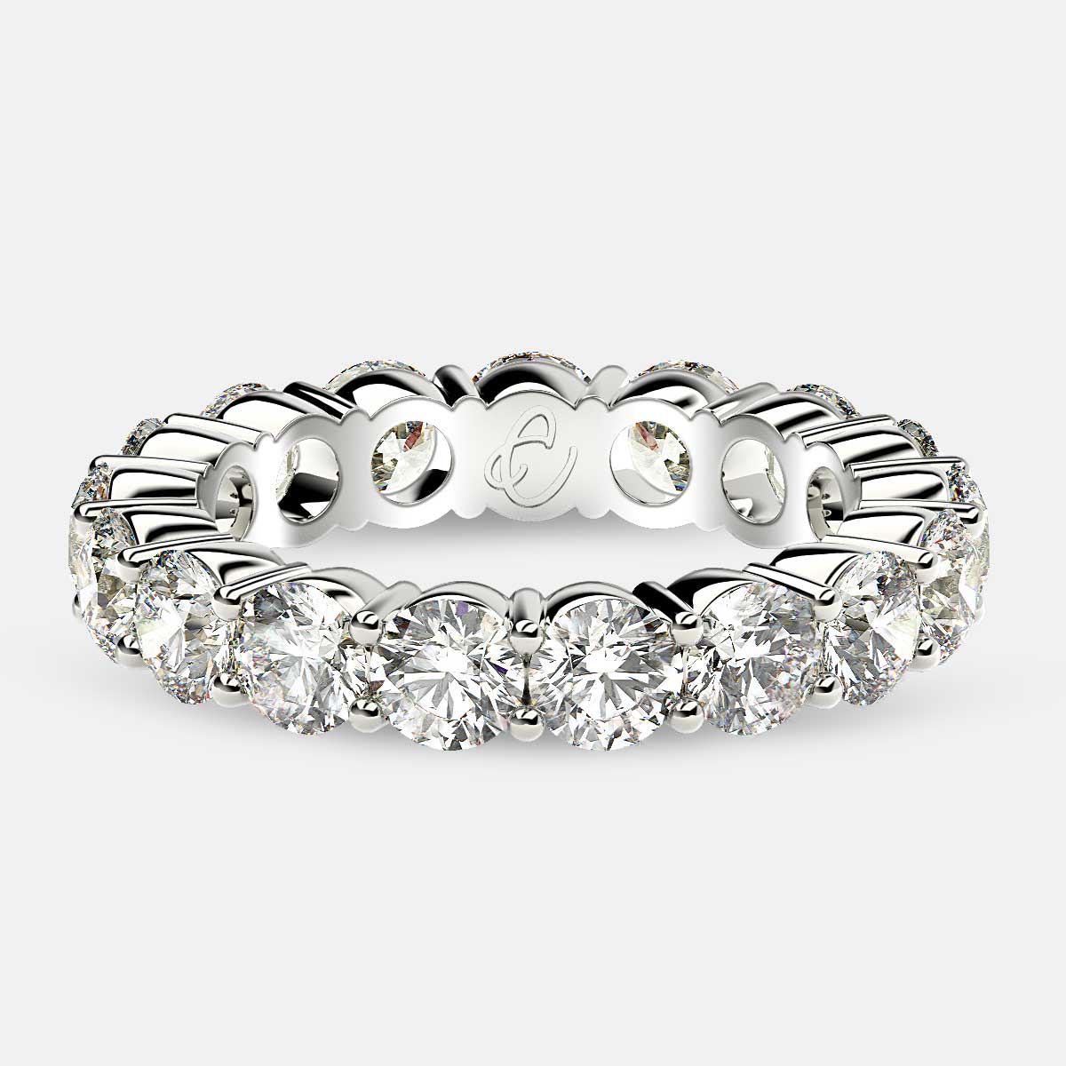 Eternity Ring with Prong Set Round Diamonds in 18k White Gold