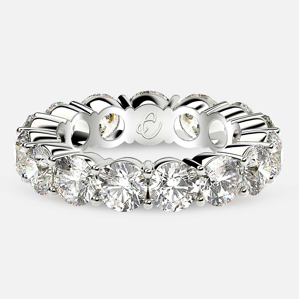 Eternity Ring with Prong Set Round Diamonds in 18k White Gold