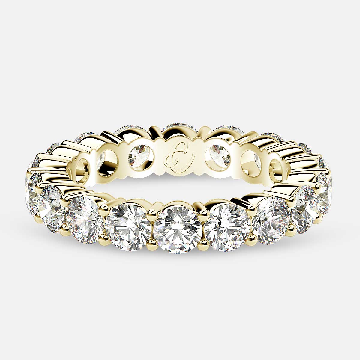 Eternity Ring with Prong Set Round Diamonds in 18k Yellow Gold