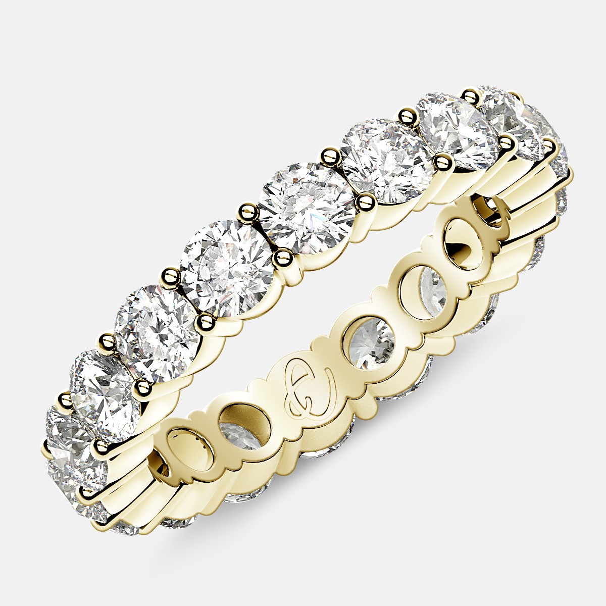 Eternity Ring with Prong Set Round Diamonds in 18k Yellow Gold