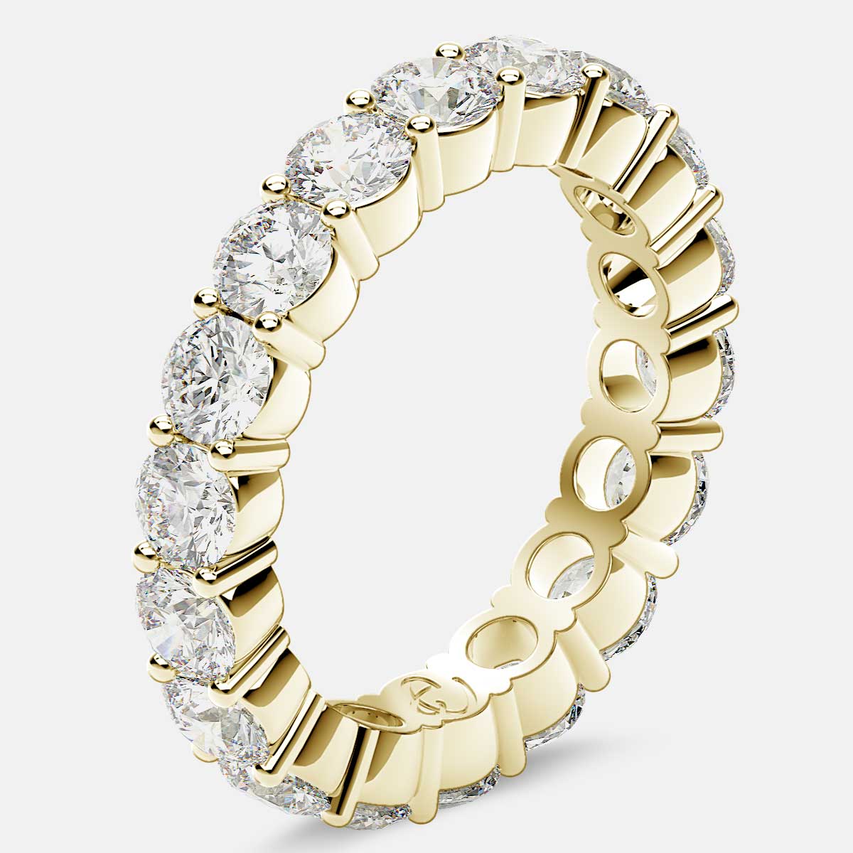 Eternity Ring with Prong Set Round Diamonds in 18k Yellow Gold