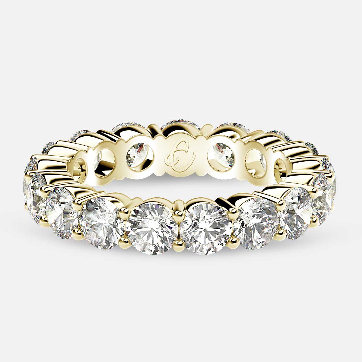 Eternity Ring with Prong Set Round Diamonds in 18k Yellow Gold