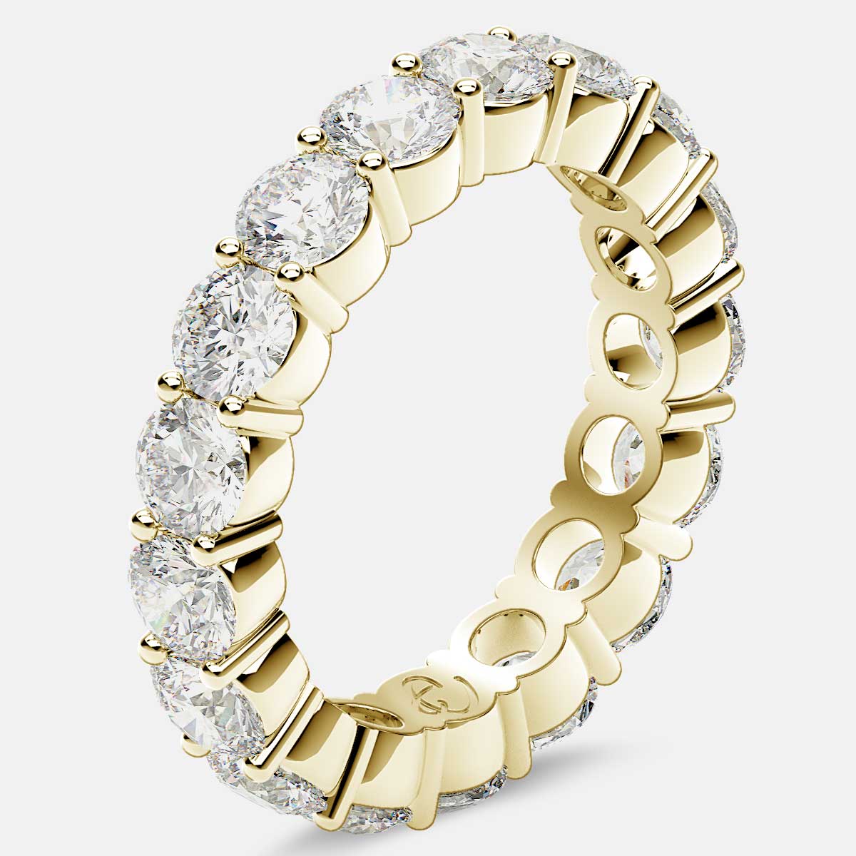 Eternity Ring with Prong Set Round Diamonds in 18k Yellow Gold