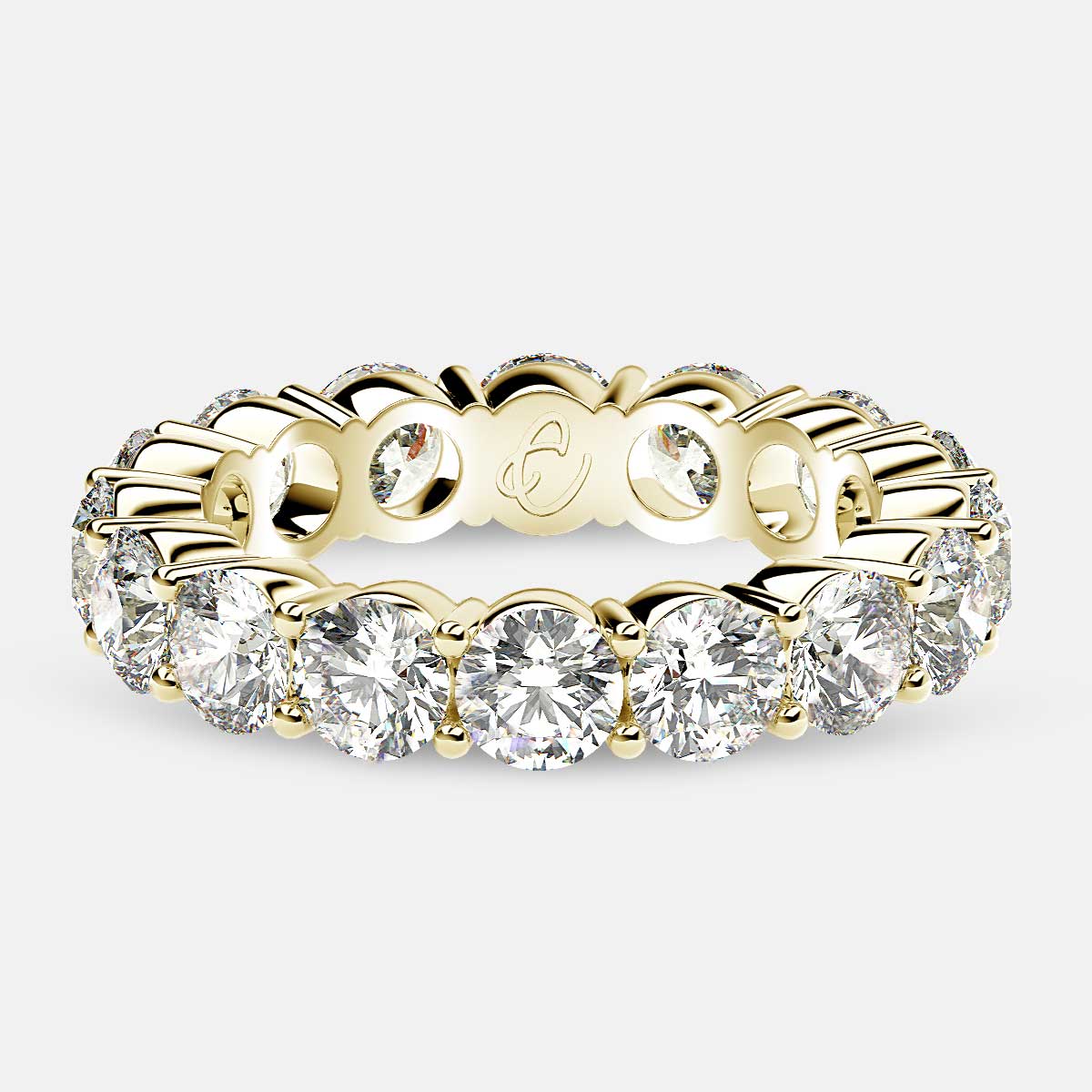 Eternity Ring with Prong Set Round Diamonds in 18k Yellow Gold