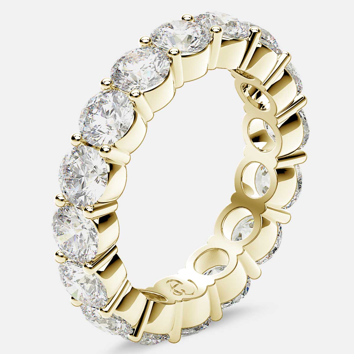 Eternity Ring with Prong Set Round Diamonds in 18k Yellow Gold