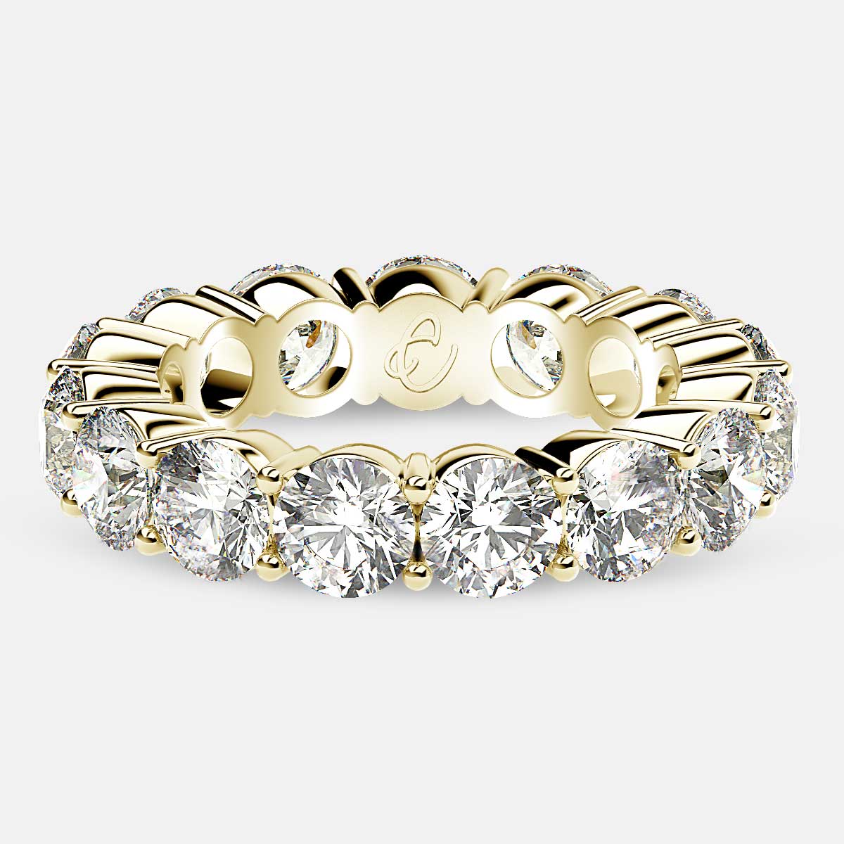 Eternity Ring with Prong Set Round Diamonds in 18k Yellow Gold