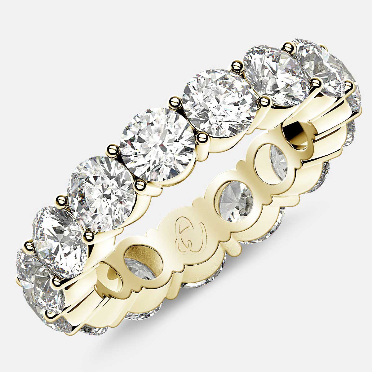 Eternity Ring with Prong Set Round Diamonds in 18k Yellow Gold