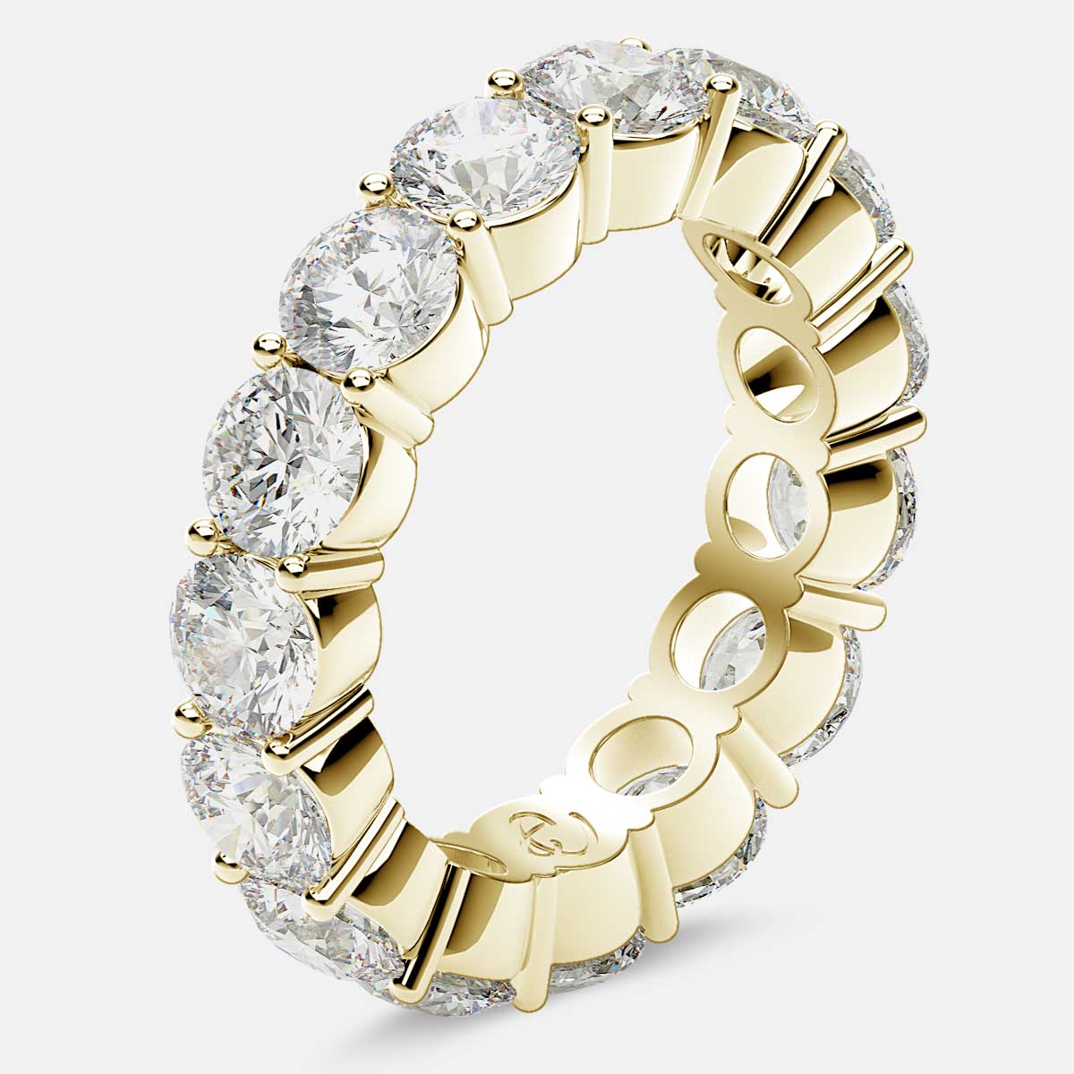 Eternity Ring with Prong Set Round Diamonds in 18k Yellow Gold