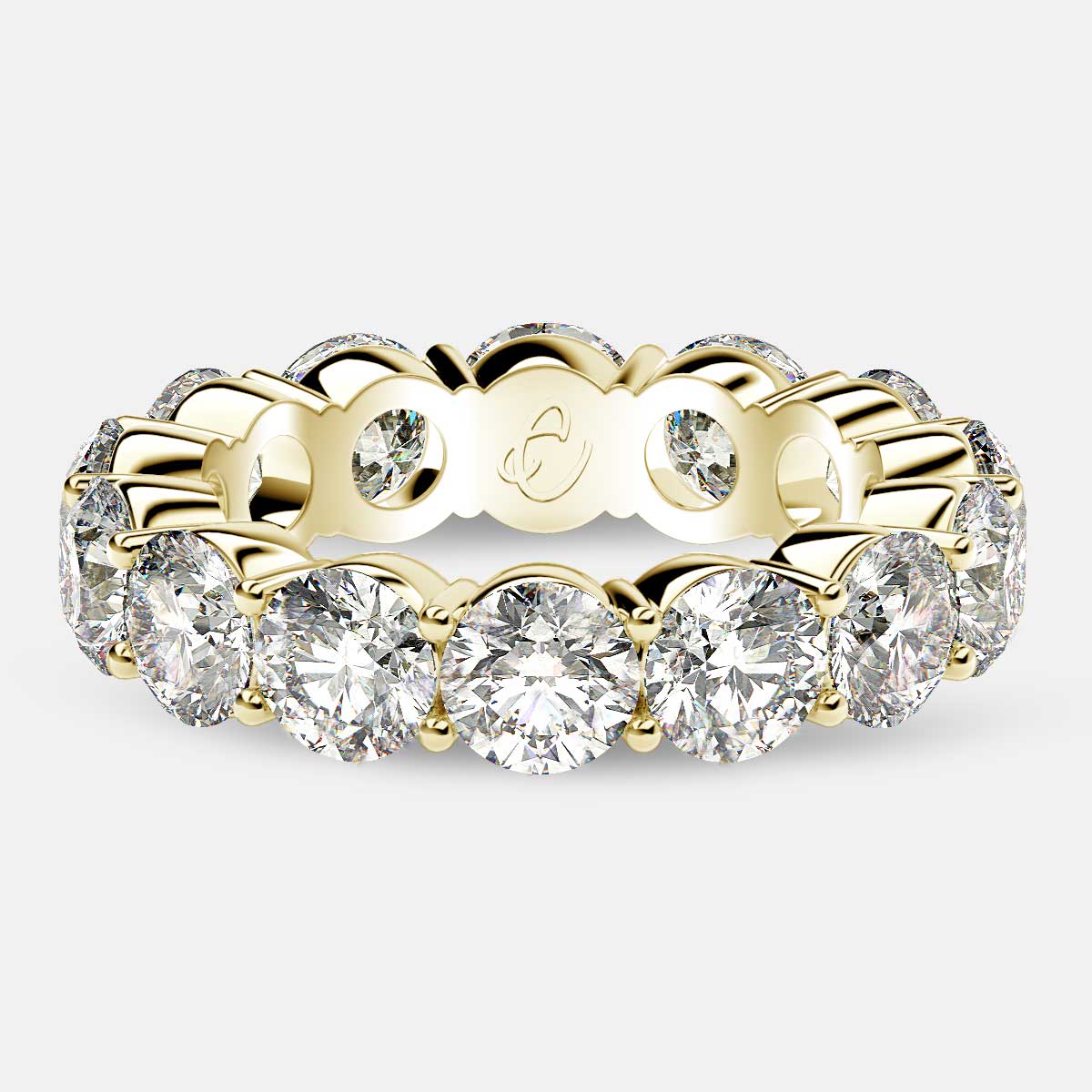 Eternity Ring with Prong Set Round Diamonds in 18k Yellow Gold