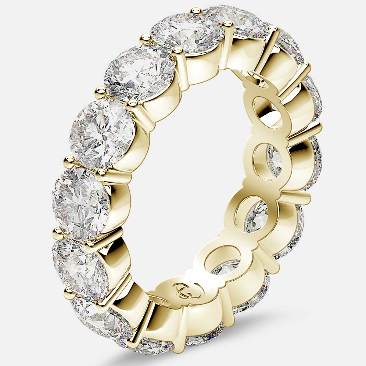 Eternity Ring with Prong Set Round Diamonds in 18k Yellow Gold