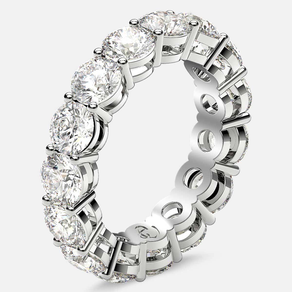 Open Gallery Eternity Ring with Round Diamonds in Platinum