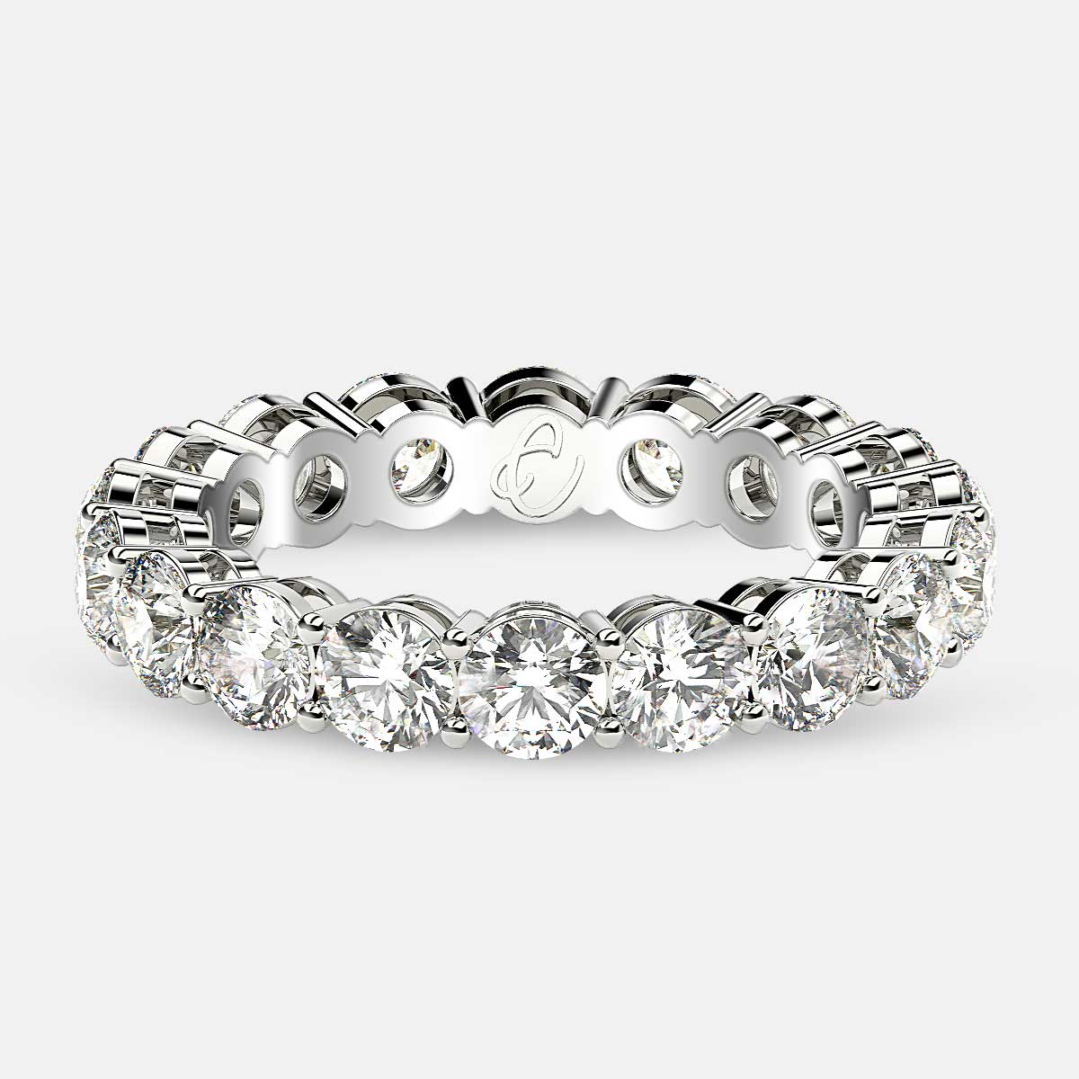 Open Gallery Eternity Ring with Round Diamonds in Platinum