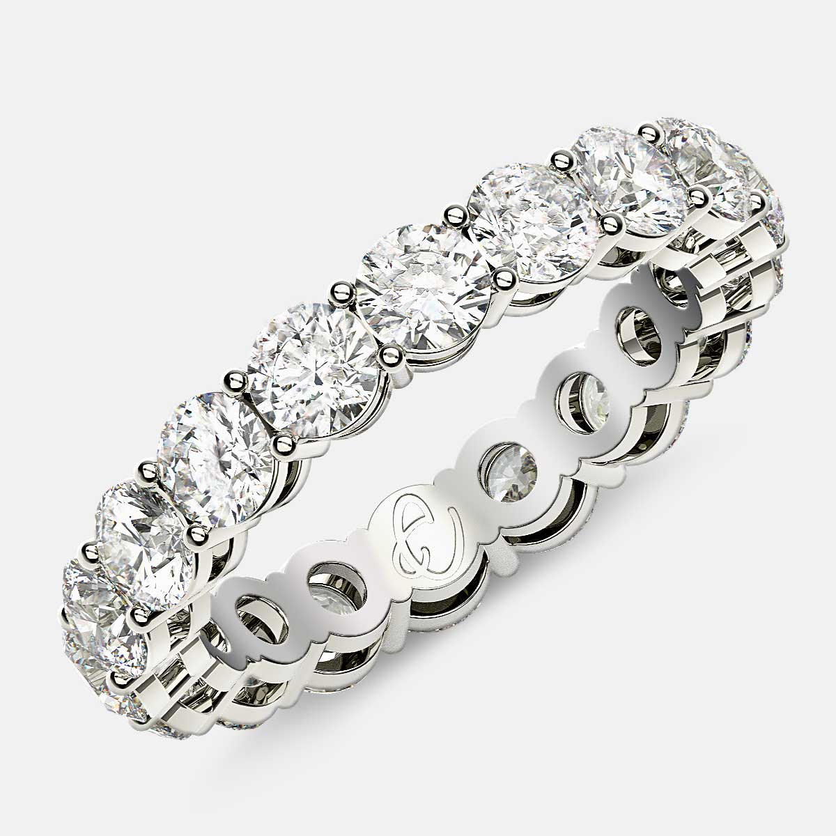 Open Gallery Eternity Ring with Round Diamonds in Platinum