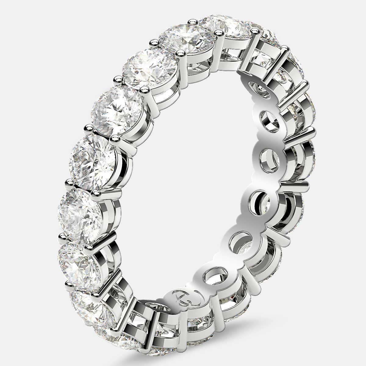 Open Gallery Eternity Ring with Round Diamonds in Platinum