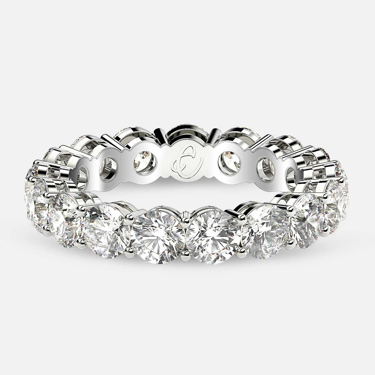 Open Gallery Eternity Ring with Round Diamonds in Platinum