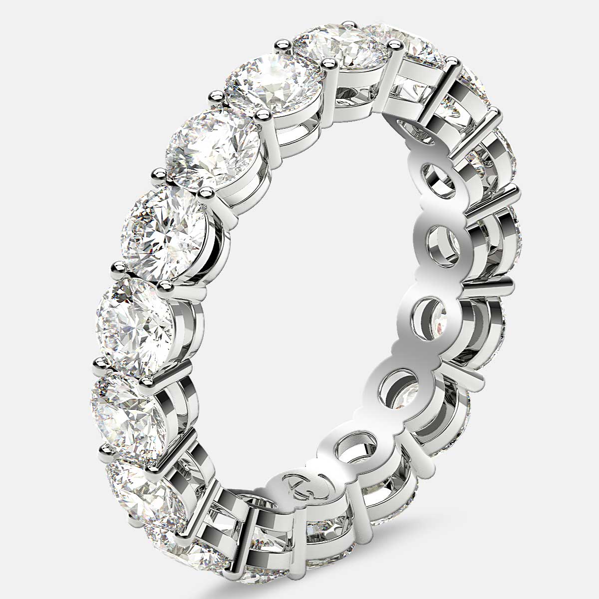 Open Gallery Eternity Ring with Round Diamonds in Platinum