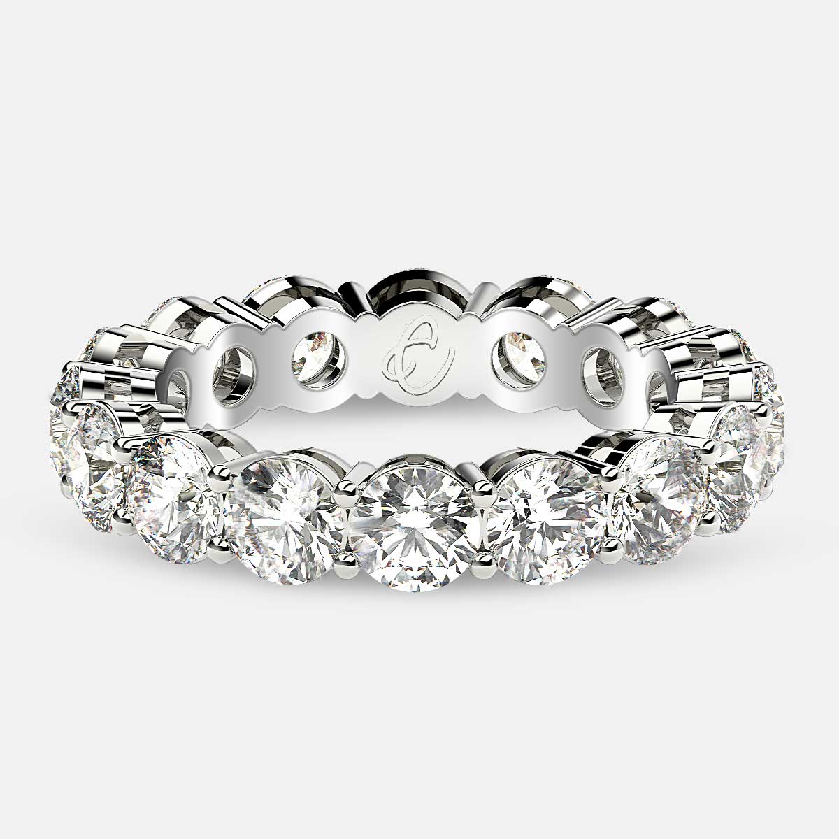 Open Gallery Eternity Ring with Round Diamonds in Platinum