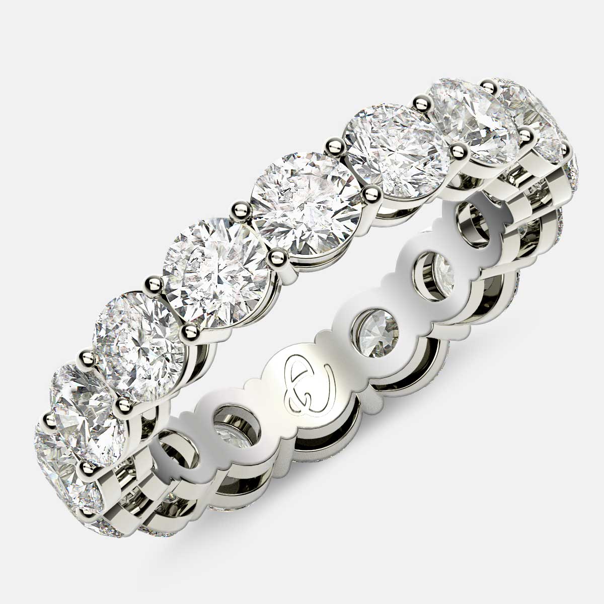 Open Gallery Eternity Ring with Round Diamonds in Platinum