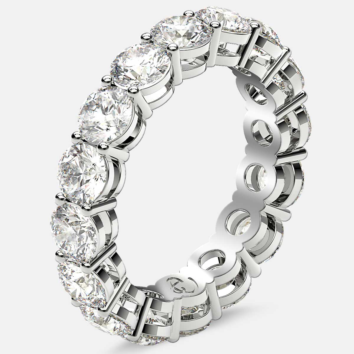 Open Gallery Eternity Ring with Round Diamonds in Platinum