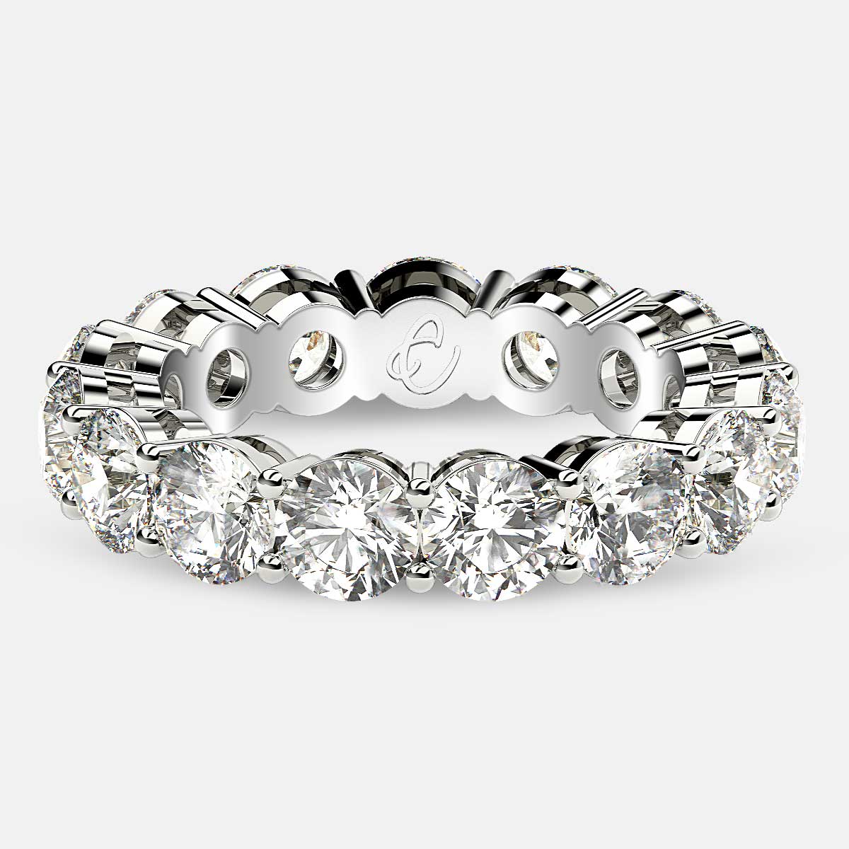 Open Gallery Eternity Ring with Round Diamonds in Platinum