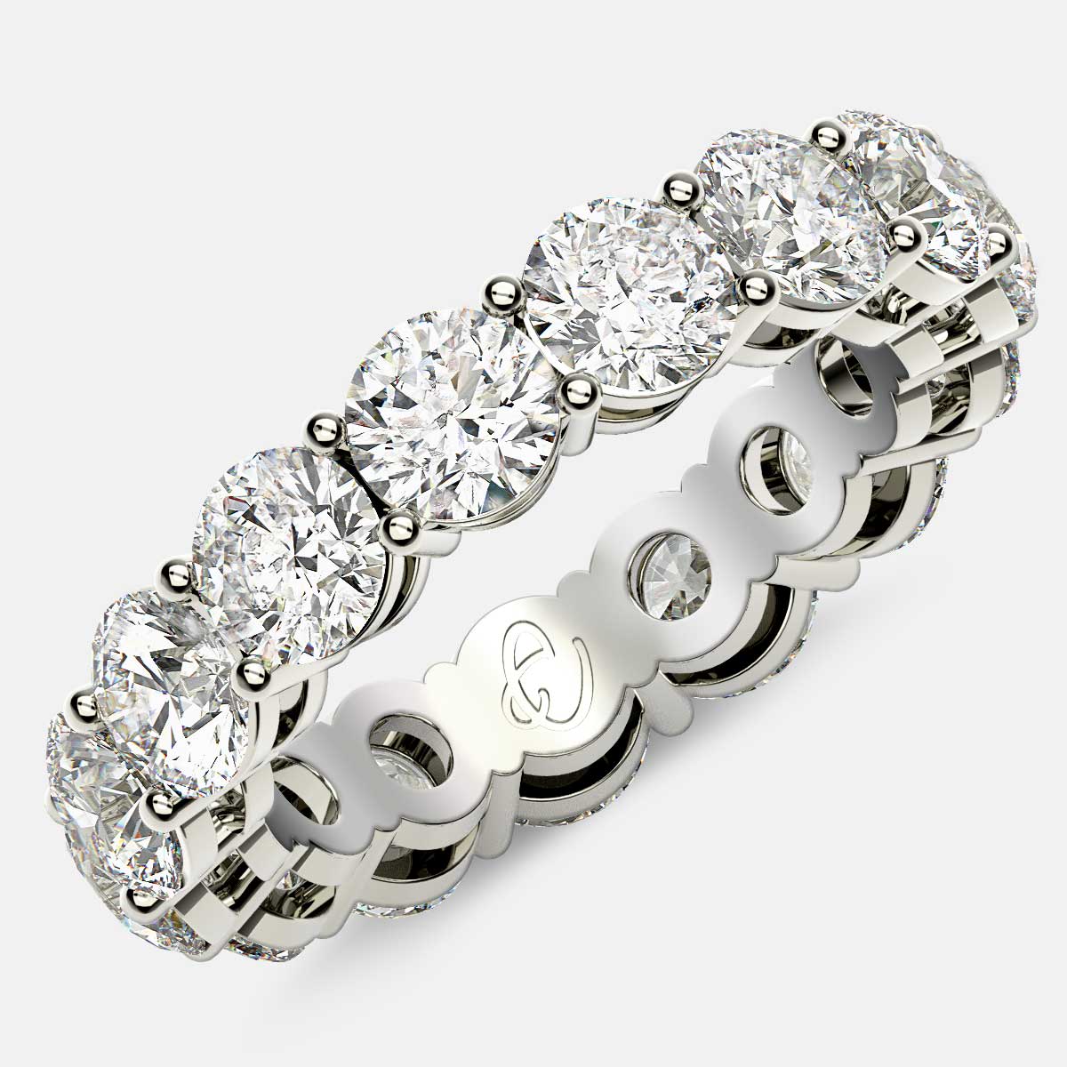 Open Gallery Eternity Ring with Round Diamonds in Platinum