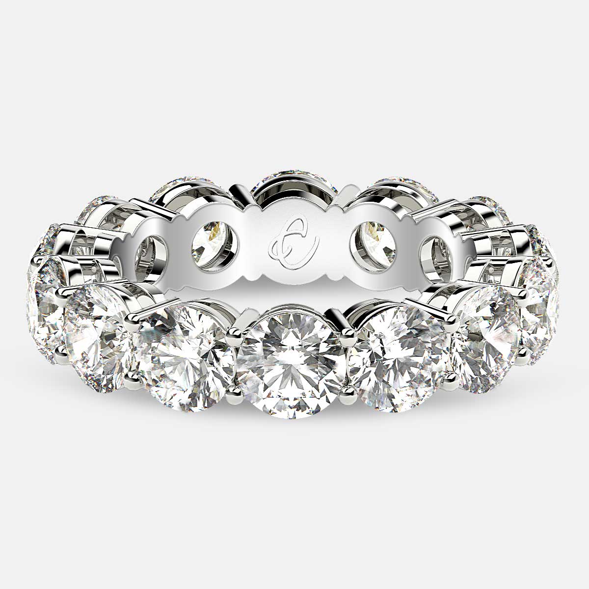 Open Gallery Eternity Ring with Round Diamonds in Platinum