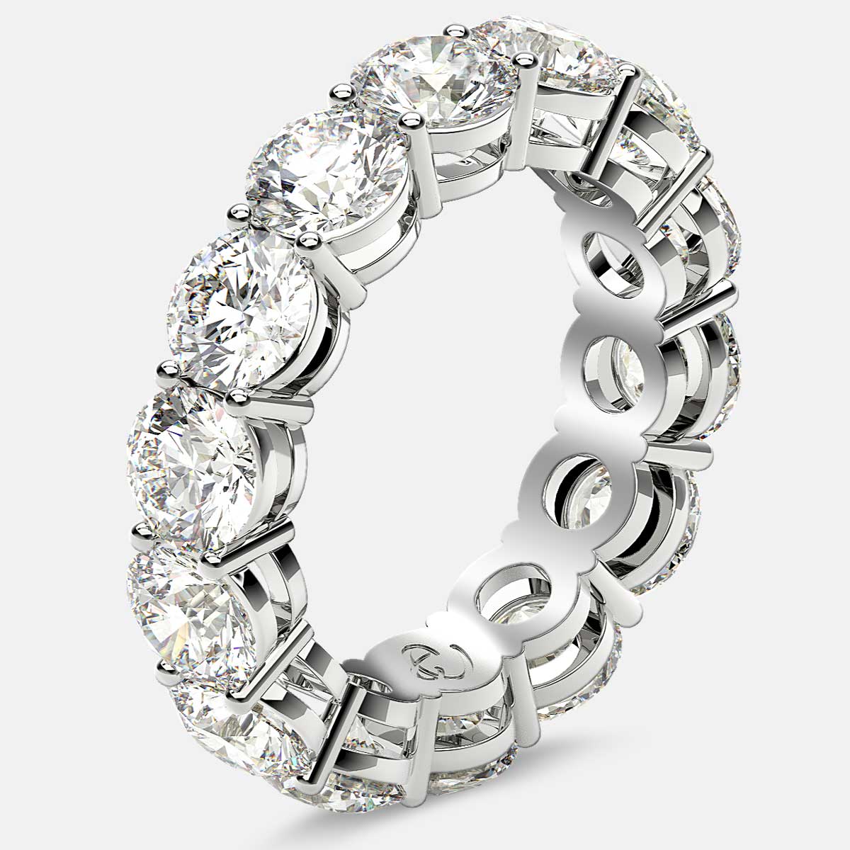 Open Gallery Eternity Ring with Round Diamonds in Platinum