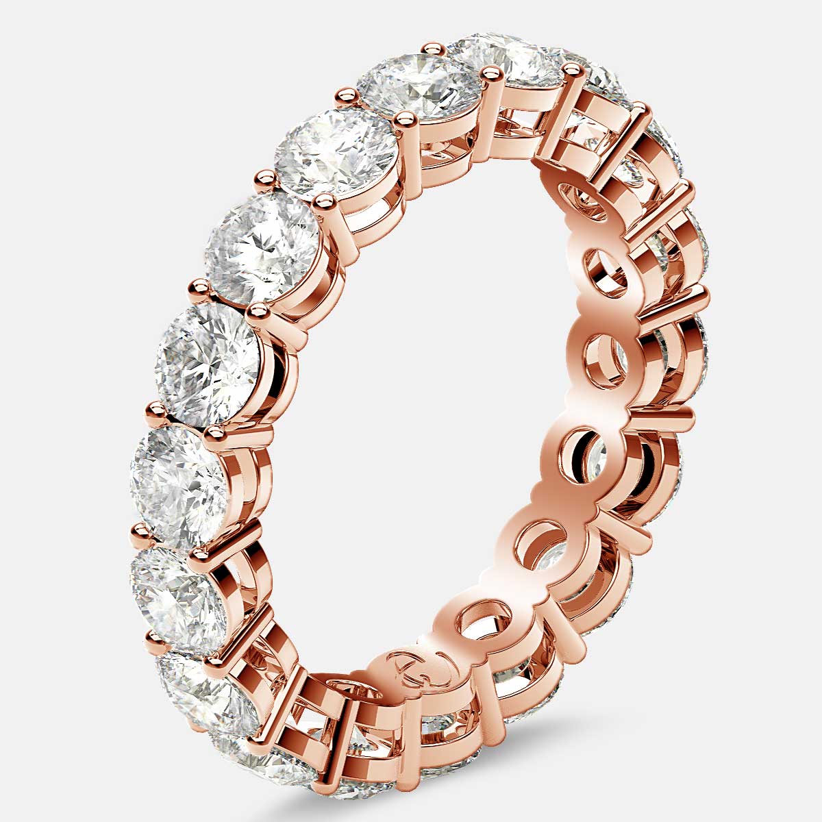 Open Gallery Eternity Ring with Round Diamonds in 18k Rose Gold