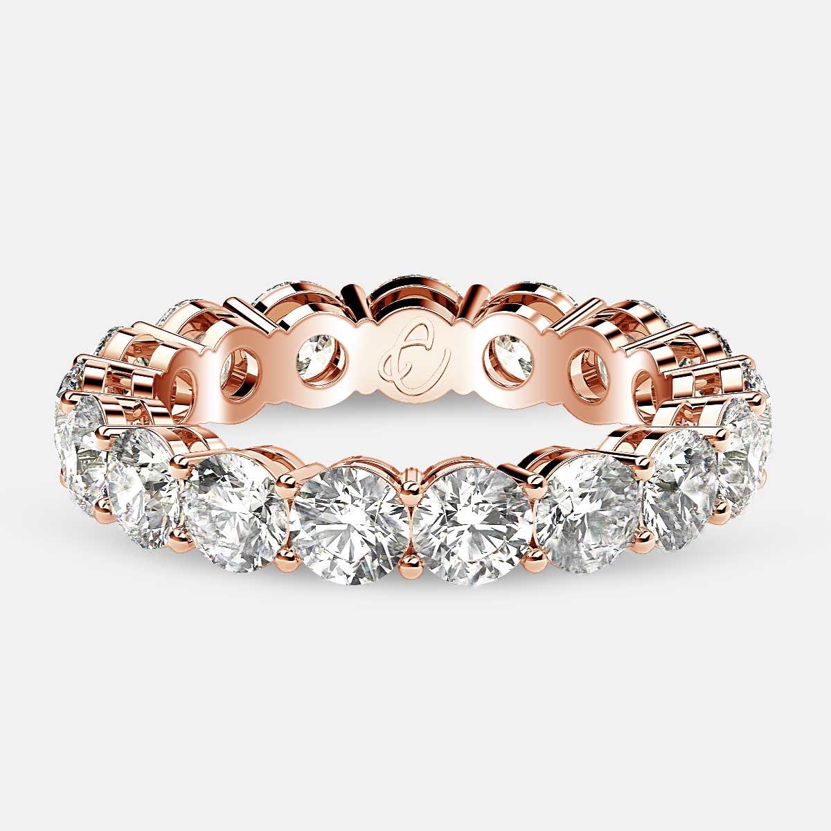 Open Gallery Eternity Ring with Round Diamonds in 18k Rose Gold