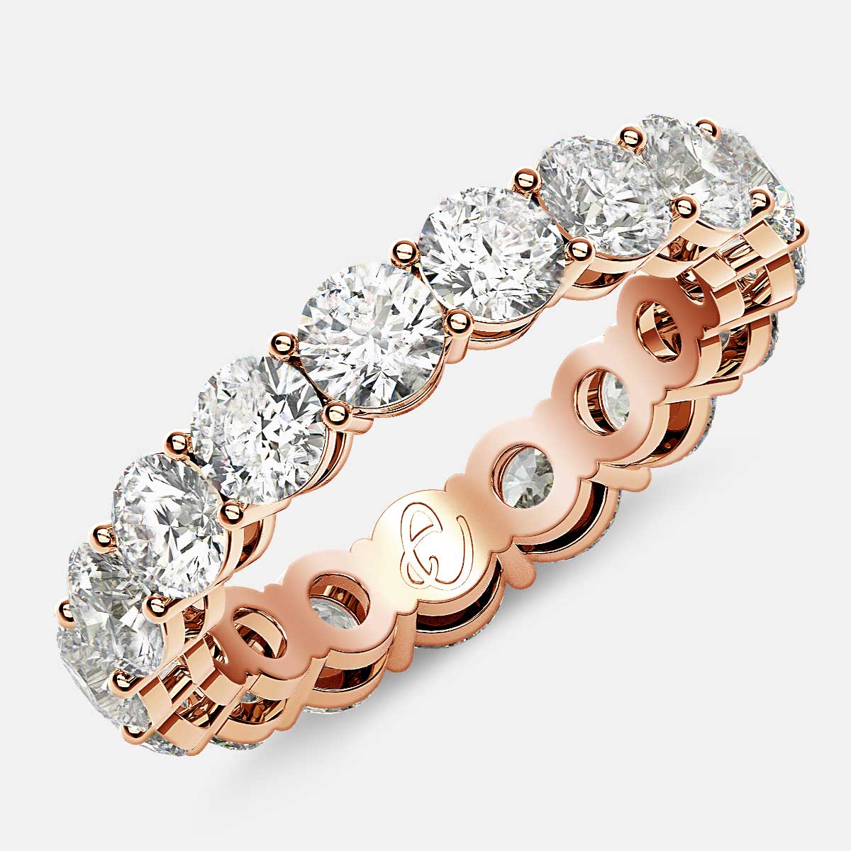 Open Gallery Eternity Ring with Round Diamonds in 18k Rose Gold